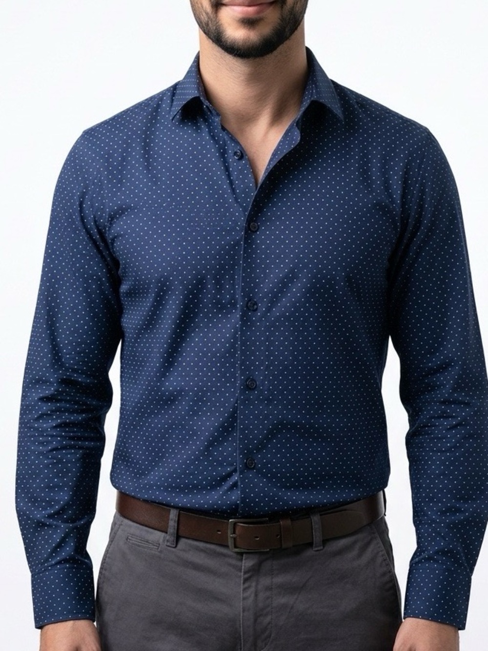 Ike Behar Navy Dot-Print Lightweight Shirt Jacket